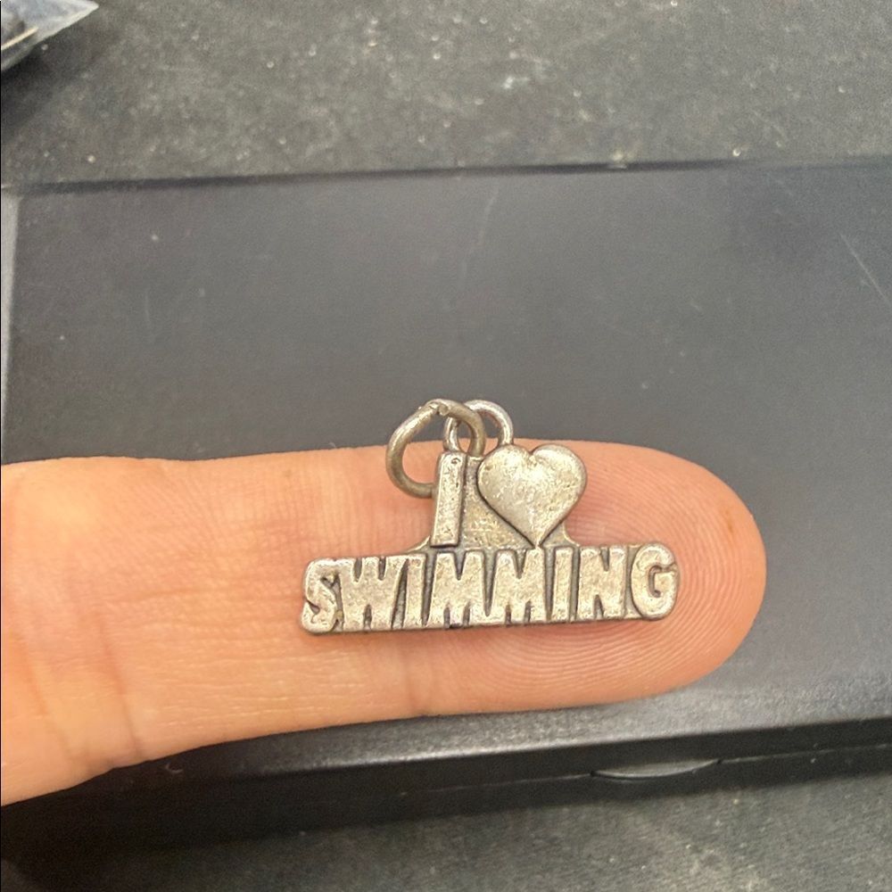Sterling Silver 925 I Love Swimming Charm